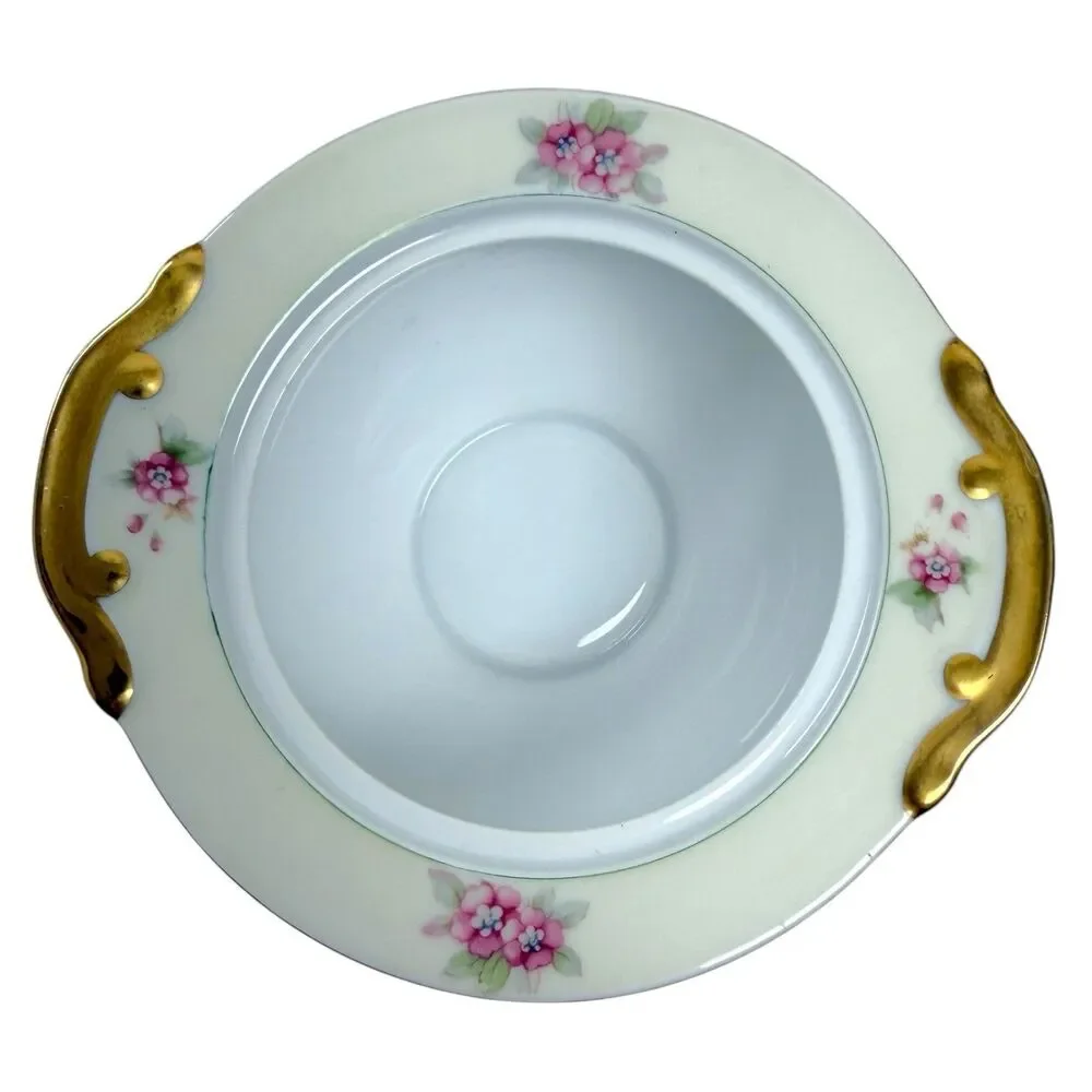 Vintage Blossom China Porcelain Sugar‎ Bowl w/Lid & Creamer Set Floral Japan